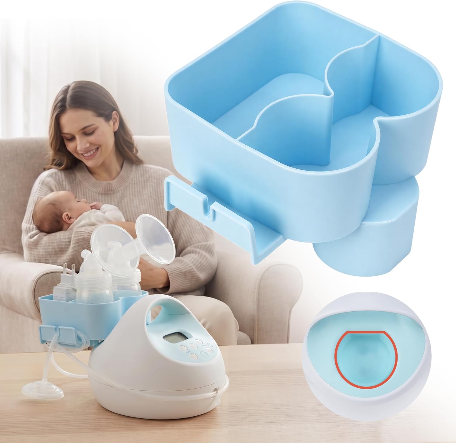 Baby Bottle & Hose Holder for Spectra S1/S2 Plus(Flat Edge Hole), Portable Breast Pump Stand with Space-Saving Storage, Secure Tube Management, Baby-Safe Material, Easy Setup, (Holder Only)