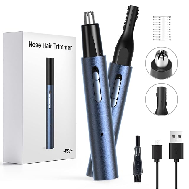 AHHFEI Nose Ear Hair Trimmer 5 in 1 Rechargeable USB Trimmer for Men Women Painless Easy Cleansing Blue