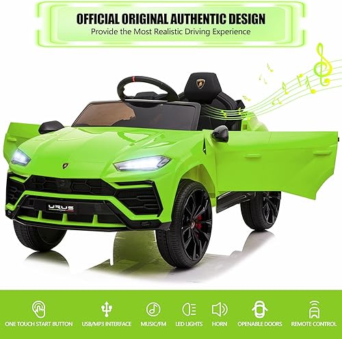 Miniatura 3 de YOFE Coche eléctrico para niños Lamborghini con licencia de 12 V para niños, vehículos eléctricos con control remoto, AUX, suspensión de resorte,
