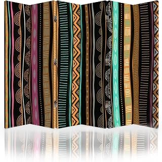 Canvas Room Divider Screen African Flyer with Tribal Traditional Grunge Room Separator Folding Screen Privacy Partition Wall Dividers for Rooms 6 Panels