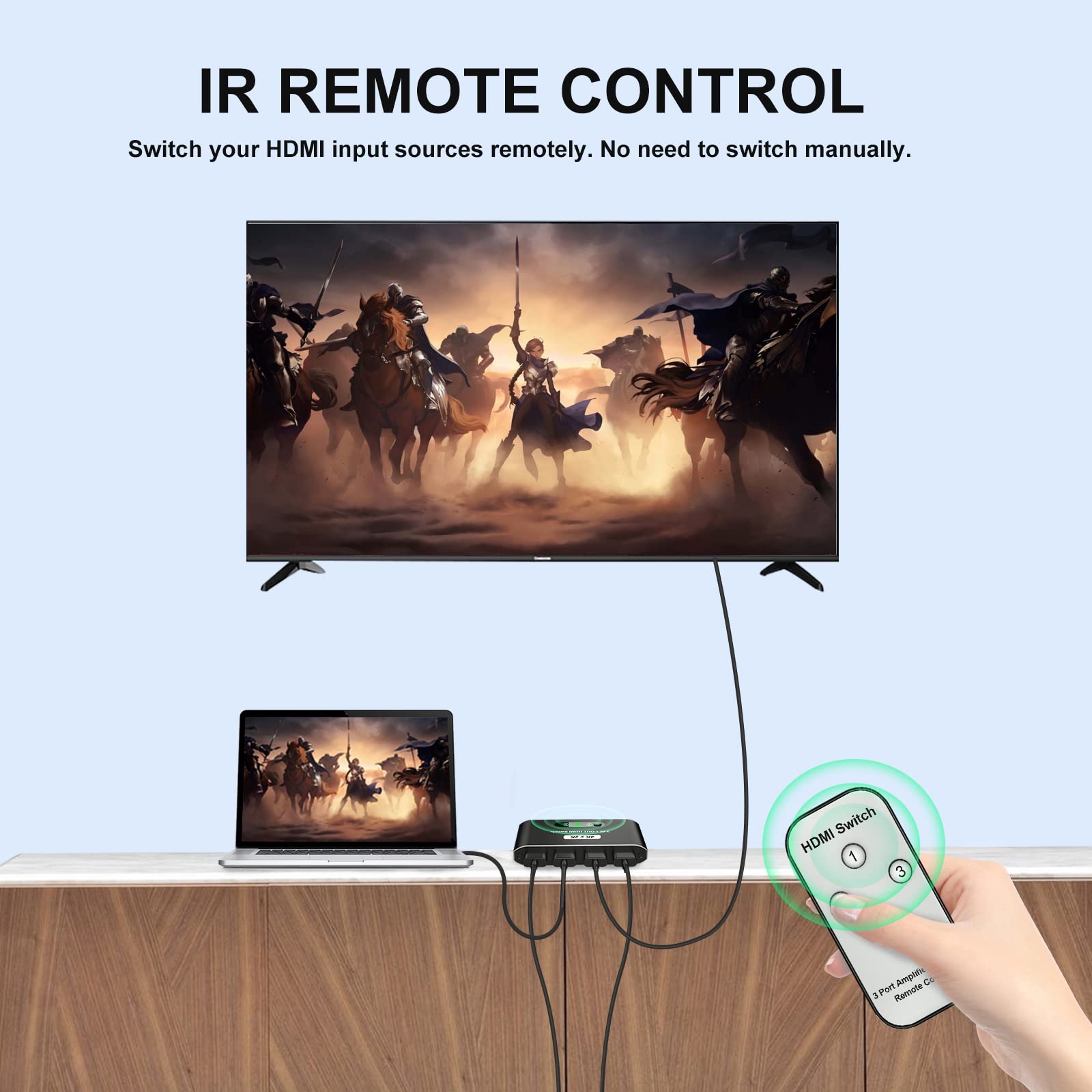 Répartiteur HDMI 4K avec télécommande, boîtier Switch HDMI 3 en 1, commutateur HDM en Aluminium à 3 Ports, supporte 4K HD 3D 1080P pour boîtier câble,Fire Stick,Nintendo Switch,Xbox,PS3/4,DVD Blu-Ray