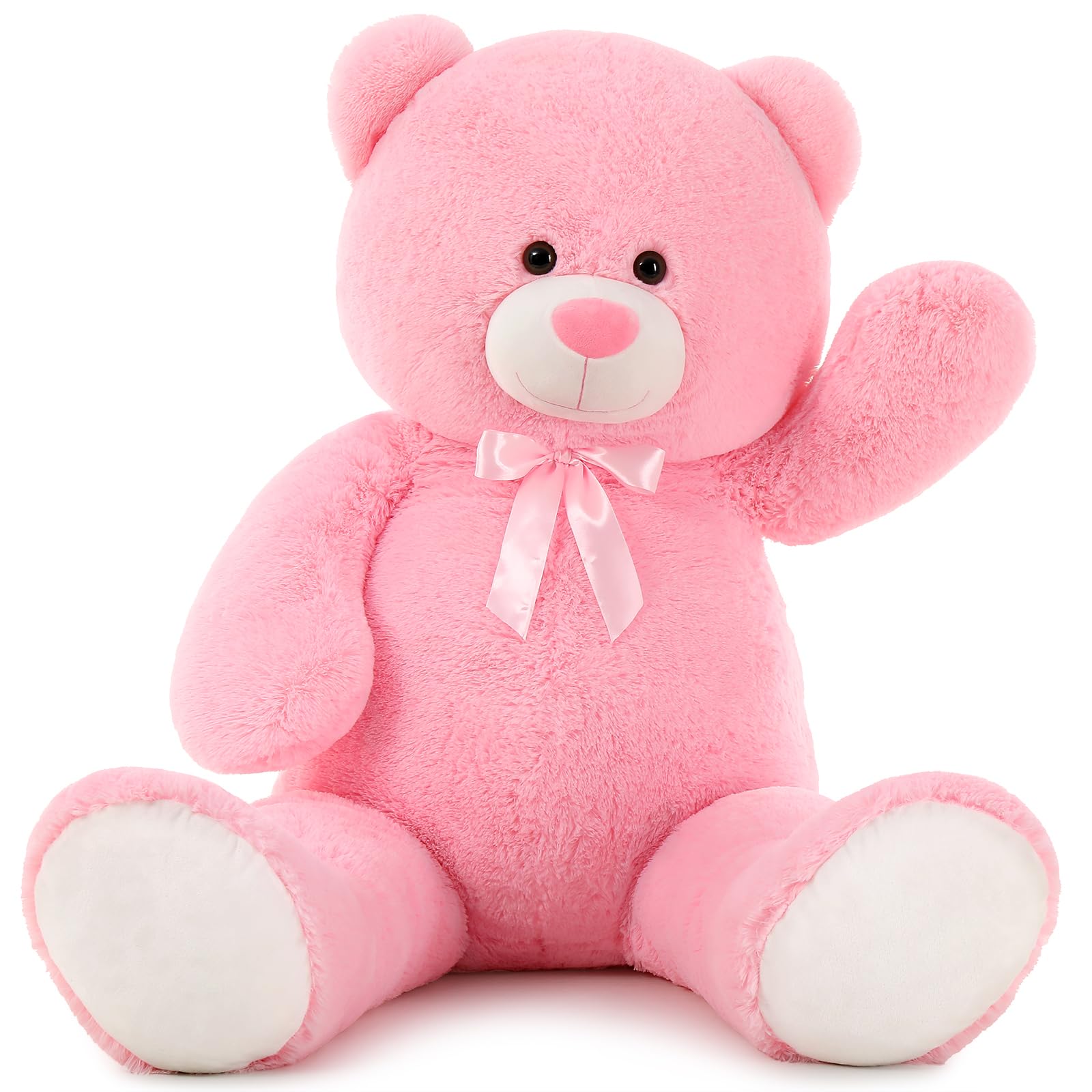 MorisMos Oso de Peluche Gigante, 120cm Blanco rosáceo Osito Peluche Grande, Kawaii XXL Suave Osito Animales de Juguete 1.2m Teddy Bear Regalo para Niños Novia Cumpleaños San Valentín Decoración