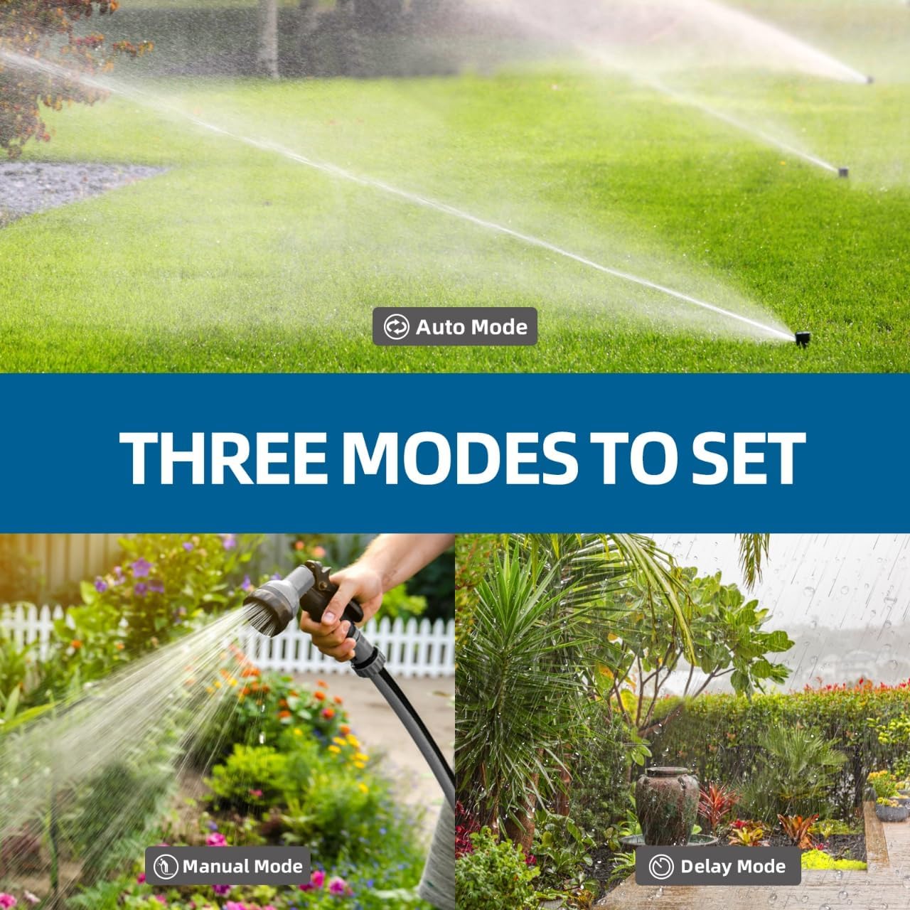 TiFFCOFiO Sprinkler Timer Outdoor, Digital Pogrammable for Garden Hose, Irrigrtion Timer with Rain Delay and Manual Mode (2 Packs) - Image 7