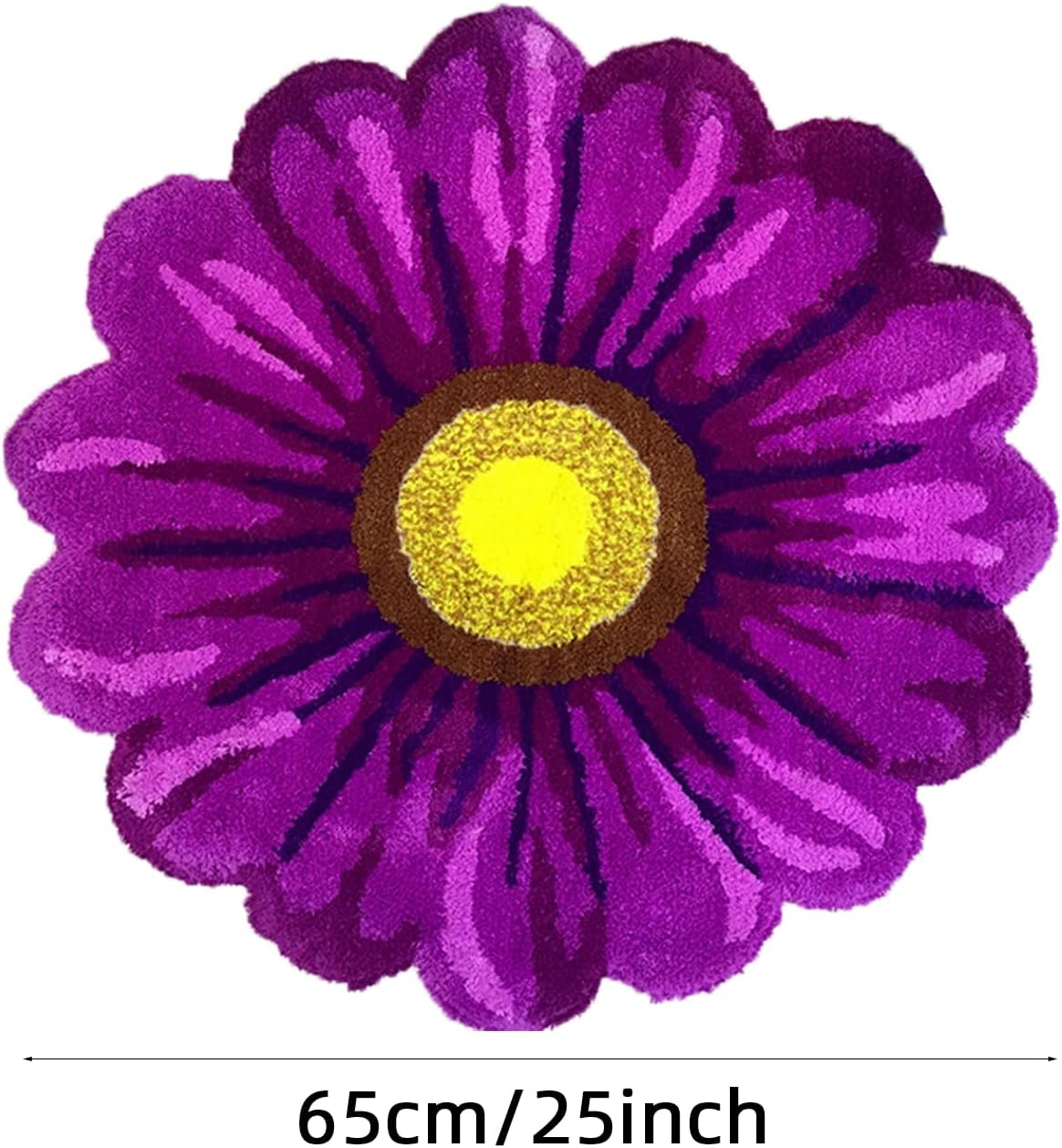 Syhonic Sunflower Rug Mat 25×25 Inch Hand Woven Flower Shape Floor Mat Soft Non-Slip Bath Mat Floor Rugs for Bedroom,Living Room,Kitchen,Bathroom(Purple)