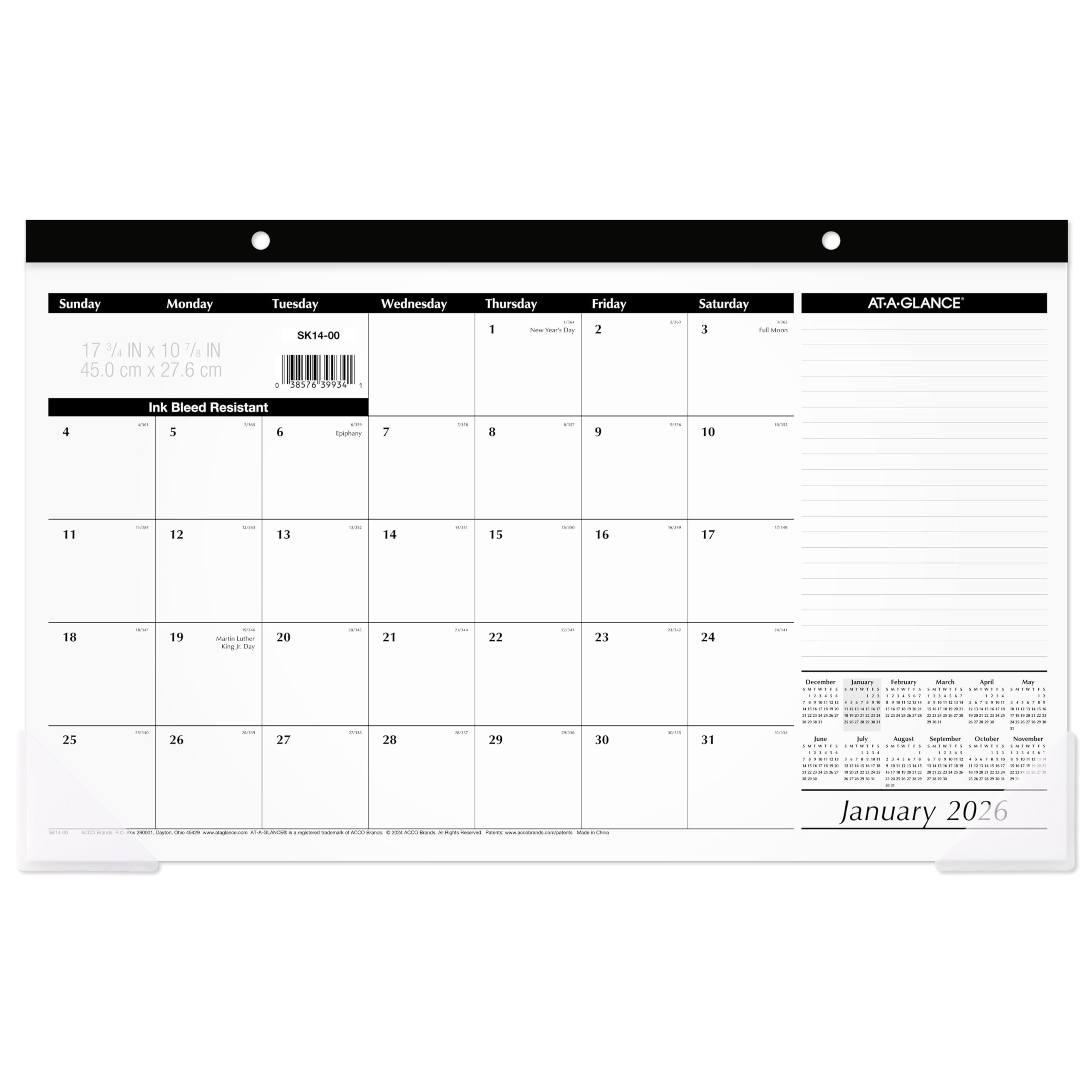 AT-A-GLANCE SK140026 Calendrier de bureau mensuel compact 45,09 x 27,9 cm