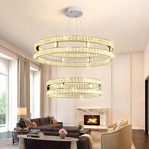 Miniatura 7 de dolria Candelabros de cristal modernos LED para sala de estar, regulable, comedor, montaje empotrado, lámpara colgante LED para dormitorio,