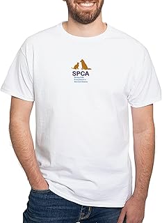 SPCA/Animal Rights White T Shirt Men's 100% Cotton, Classic Graphic White T-Shirt