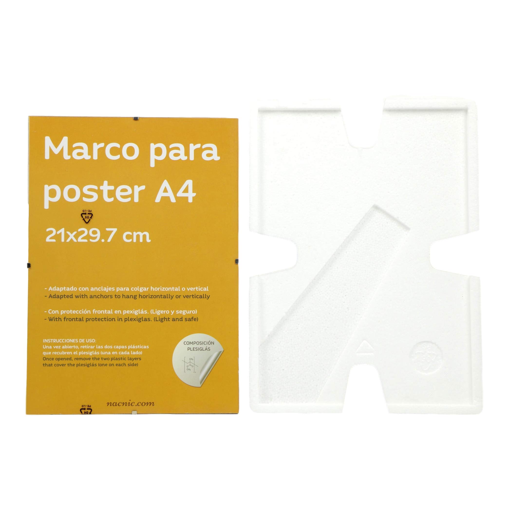 Nacnic Septiembre 4 Clips Marcos Transparentes. Soportes transparentes para fotos, carteles, diplomas, dibujos o hojas. A4 (21 x 29,7 cm). Clip transparente con marcos