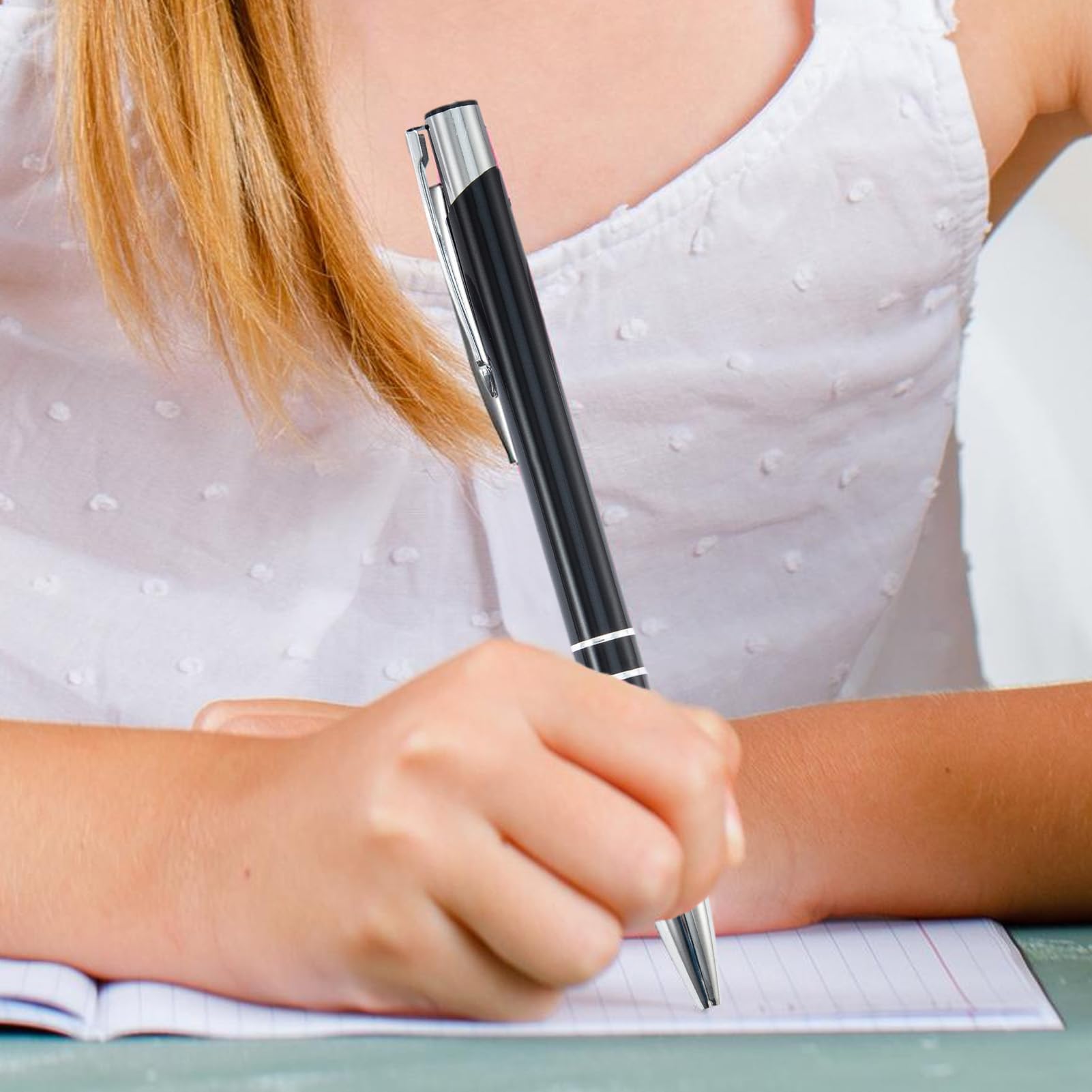 Penna stilografica professionale, 50 penne stilografiche in metallo, multifunzionali, alla moda, con clip argentata, da scrittura per studenti, insegnanti, professionisti, uso quotidiano e