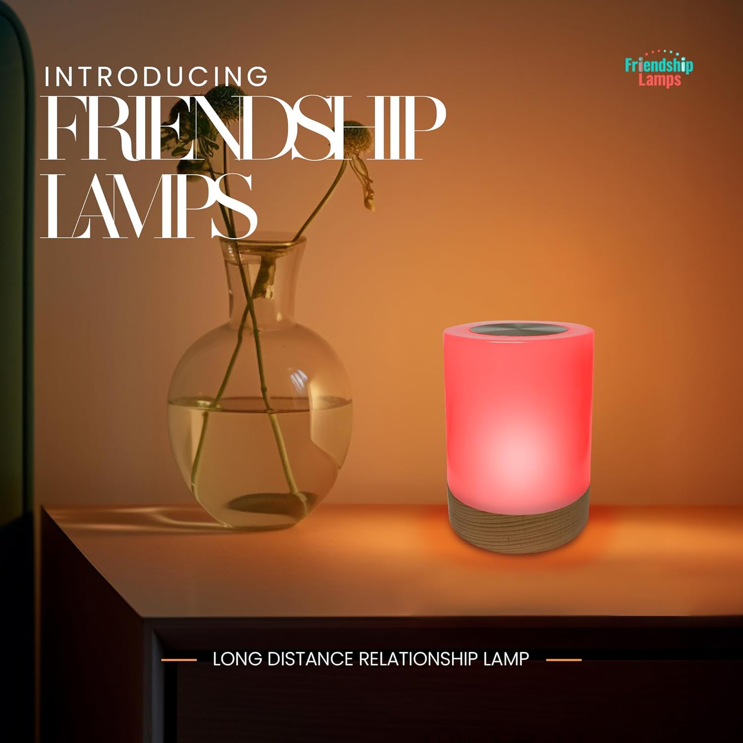 Friendship Lamp Lumi by Filimin - Best Friend WiFi Touch Lamp Real Beech Wood LED Light for Long-Distance Connection, Relationship, Friendship, Gifts, Couples, App Setup - No Subscription Set of 4