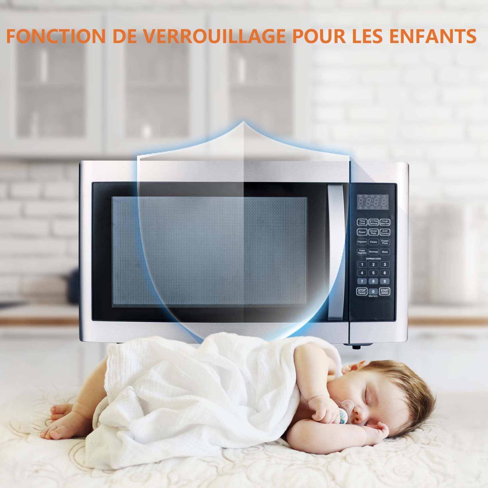 Four Micro-ondes Grill, 42L, 1100W, Grill jusqu'à 1400W, Cuisson Combinée, 11 Niveaux de Puissance, Multifonctions, Plateau Tournant, Cuisson Maximum 99min et 99s