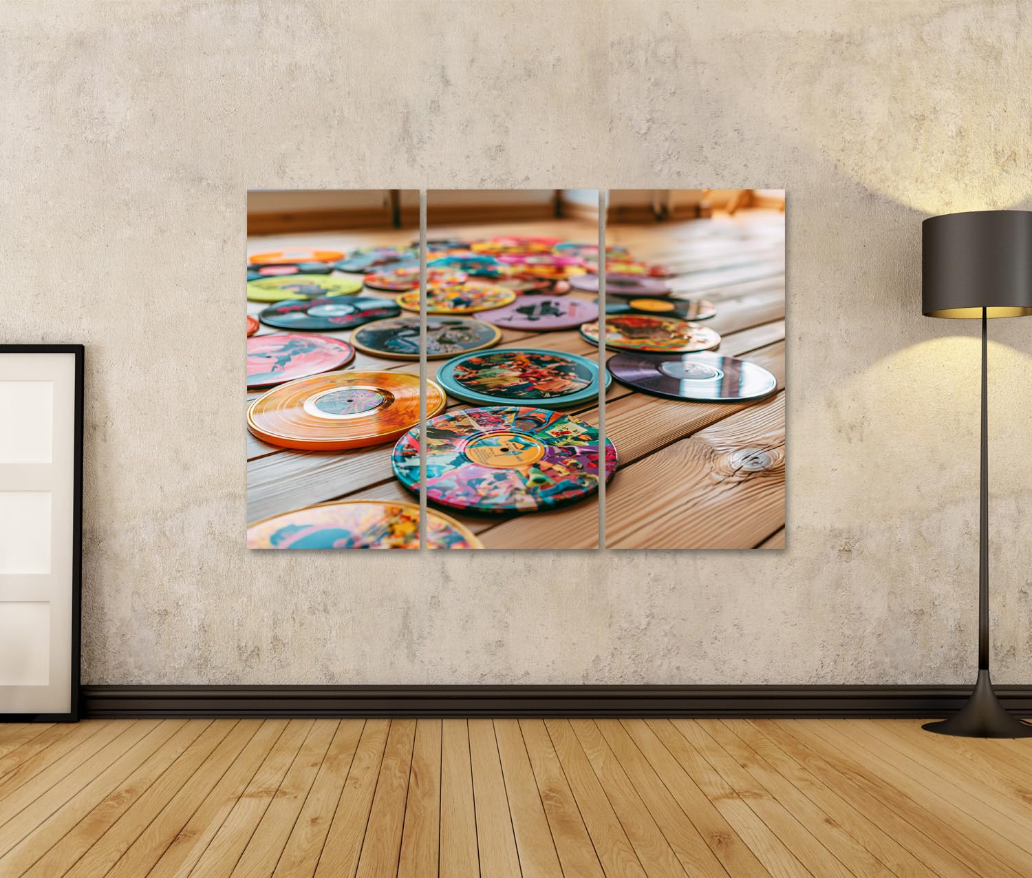islandburner Quadro su tela, collezione in vinile, da parete, per soggiorno, per gli appassionati di musica, 3 pezzi