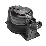 Hamilton Beach Double Flip Belgian Waffle Maker | Makes 2 Waffles At Once | Removable Dishwasher-Safe PFAS-Free Nonstick Plates | Indicator Lights | Black | 26201MN