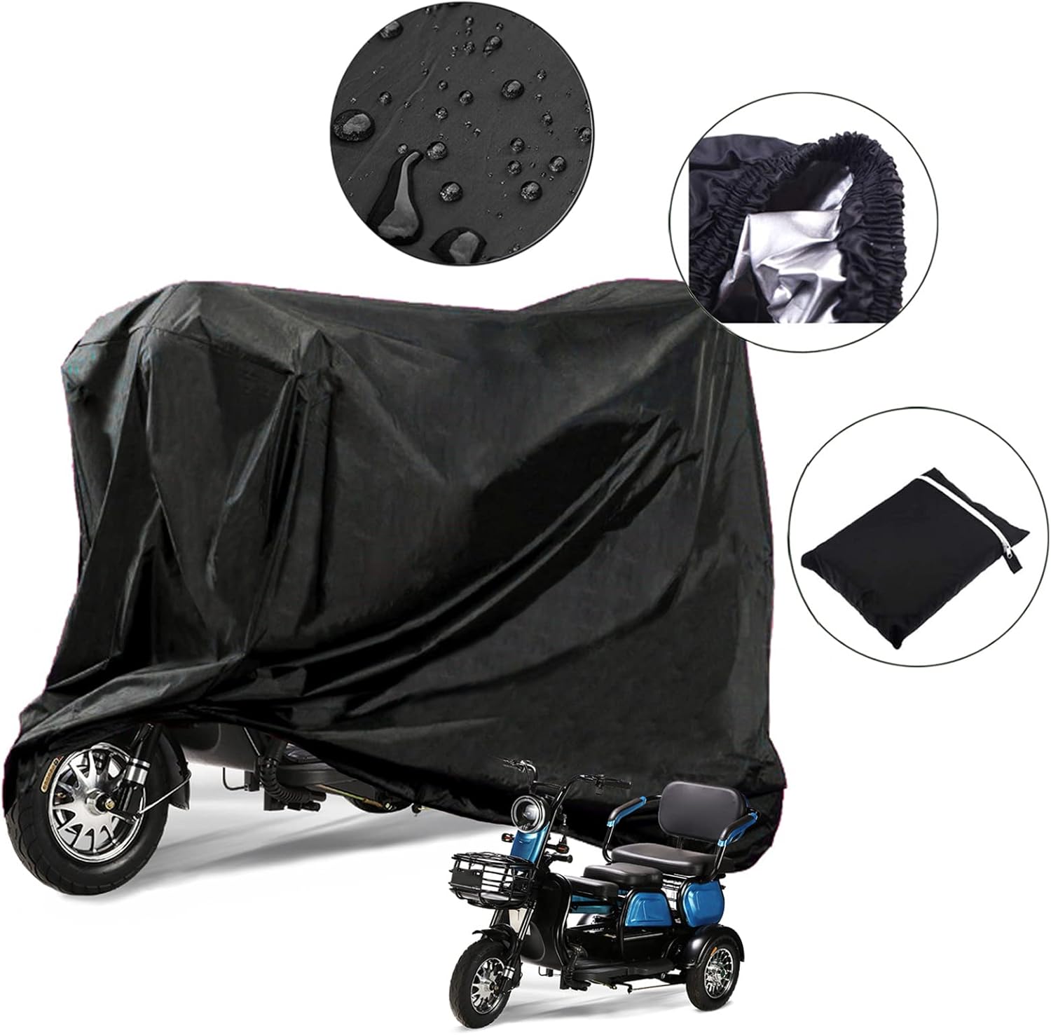 Joymo 3-Wheel Mobility Scooter Cover, Outdoor Moped Scooter Power Wheels Covers 150cc Waterproof Pride Travel Scooter Cover - 48 x 22 x 38inch : Health & Household