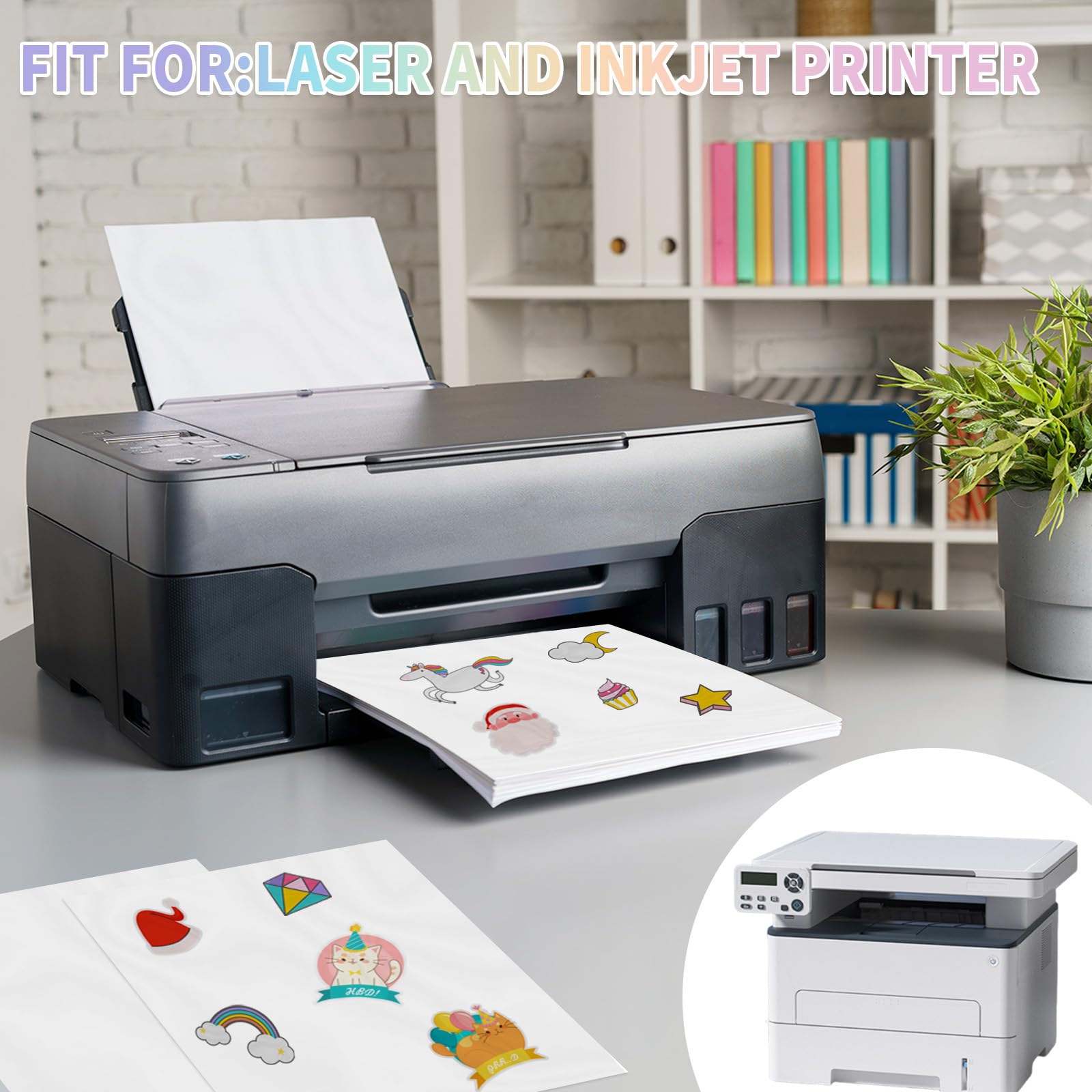 Snapklik.com : 20 Sheets Holographic Sticker Paper,85x11 Inch Clear ...