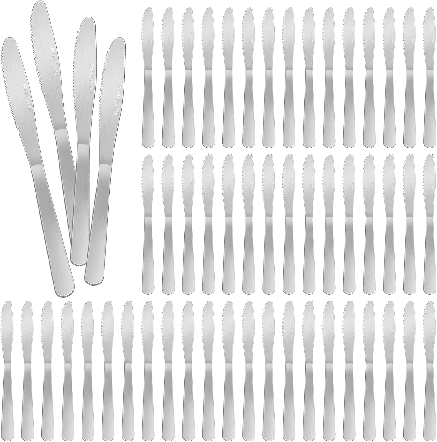 150 Pcs Stainless Steel Dinner Knives Bulk 8.3 Inches Spreader Knives Silverware Butter Knife for Steak Table Restaurant Home Kitchen Silver
