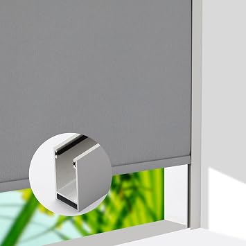 Persilux U Channel 100% Blackout Light Blockers Aluminium Alloy Light Blocking Strips for Roller Blinds Light Gap Blockers Window Shades Side Rail Tracks Bedroom Sleep, Nursery Grey,2Pcs