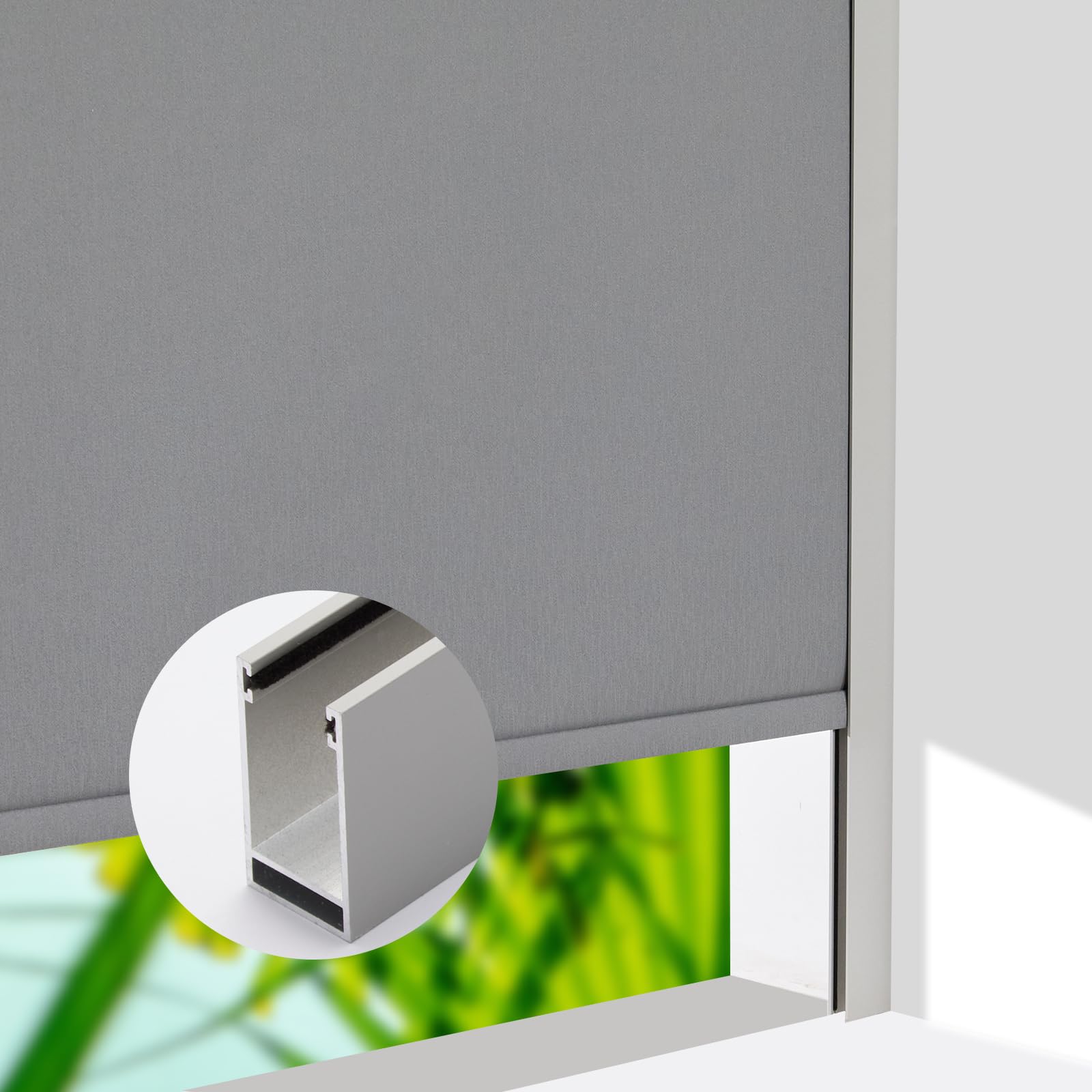 Persilux U Channel 100% Blackout Light Blockers Aluminium Alloy Light Blocking Strips for Roller Blinds Light Gap Blockers Window Shades Side Rail Tracks Bedroom Sleep, Nursery (Grey,2Pcs)