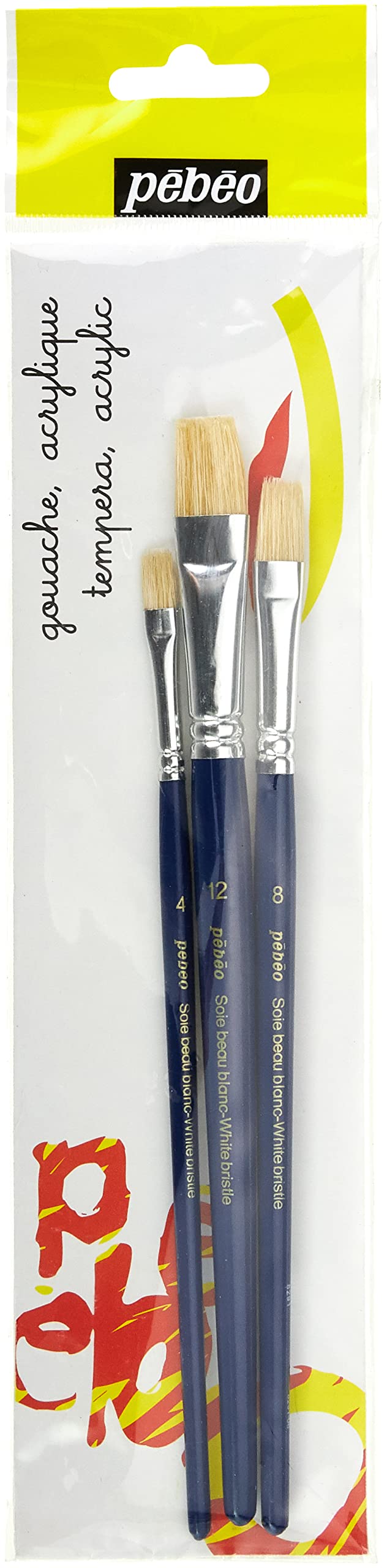 Pébéo Eveil Artistique 697198 1 Packet of 3 Paintbrushes White Bristles