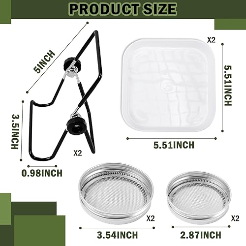 Miniatura 2 de Juego de 2 tarros de cultivo de brotes, tarros Mason de boca ancha con tapas de brotes de pantalla de acero inoxidable