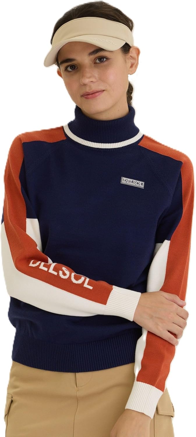 Amazon.co.jp: [Delsol] 7897 NAVY 配色ライン入りニット ネイビー