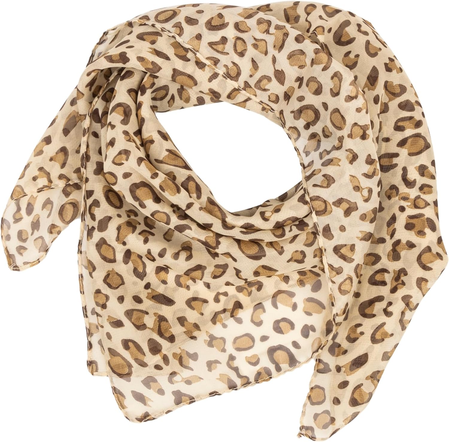 Women Leopard Scarf Lightweight Chiffon Square Scarf for Spring Summer Season Neck Scarves Leopard Accessory for Women