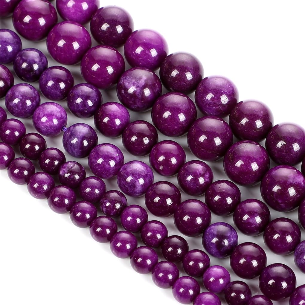 Perles de jade violet foncé Hamthuit en pierre naturelle pour collier DIY