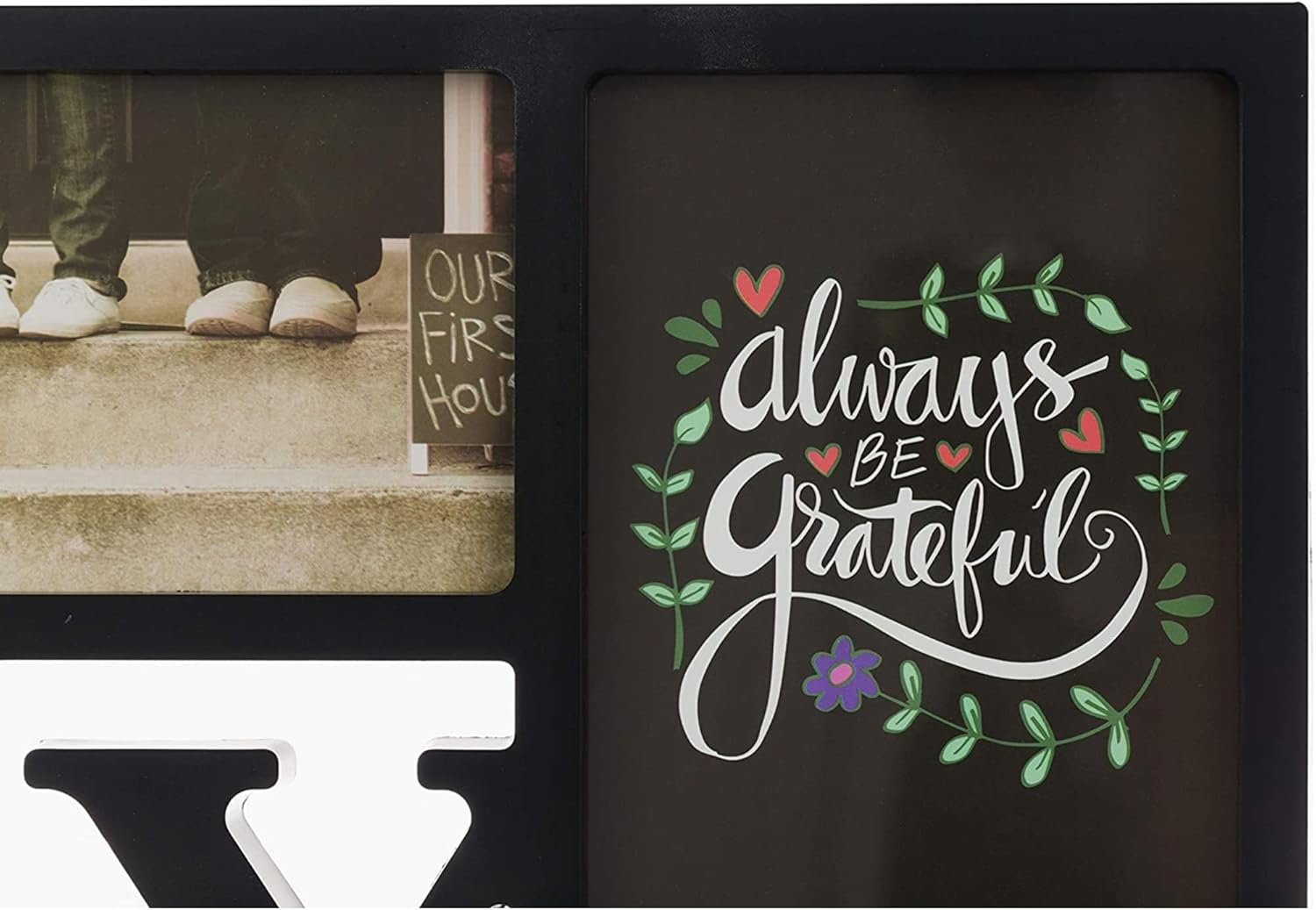 Kiera Grace Family 10 Opening Collage Frame - 15" by 29", Fits 4 - 5" x 7" and 6 - 4" x 6" Photos, Black
