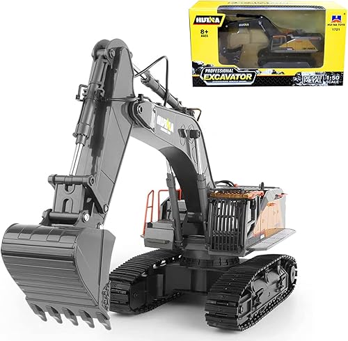 Gemini&Genius Juguetes de excavadora, juguetes de vehículos de construcción, escala 150, excavadora mecánica, ingeniería, sitio resistente, modelo