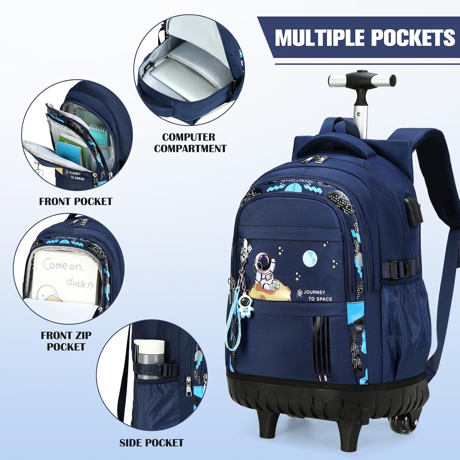 ACESAK 3PCS Rolling Backpack for Boys Children, Boys Backpack with Wheels image 5