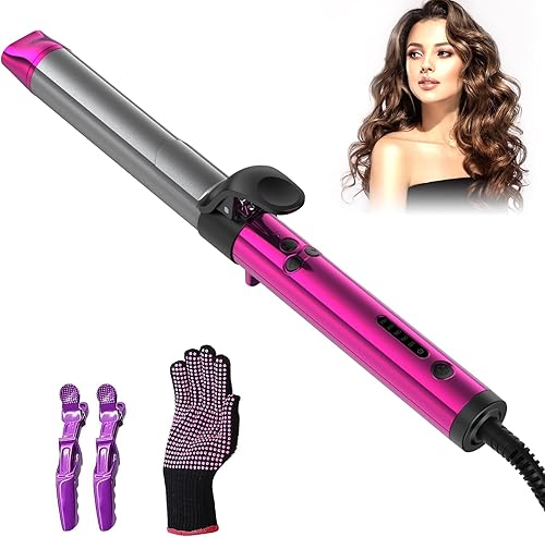 Rizador giratorio automático de 1 14 pulgadas con barril largo para ondas de playa de 1.25 pulgadas de barril grande para cabello largo 110-240 V de