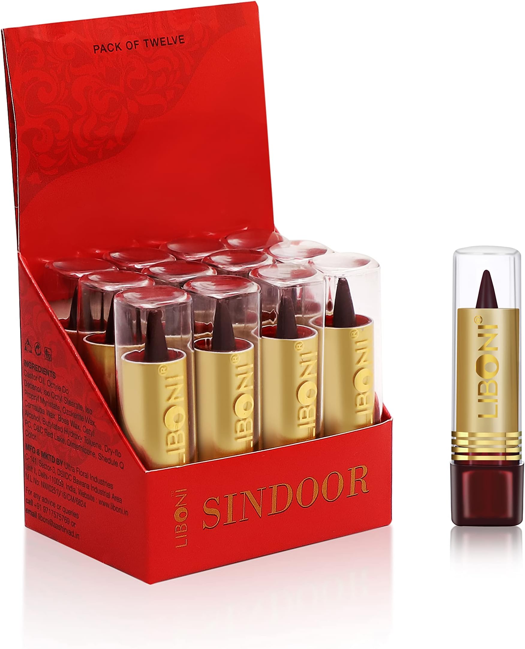 SINDOOR STICK 12 PCS SET (MAROON)