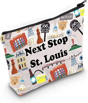 JXGZSO Missouri State Travel Gift Next Stop Saint Louis Cosmetic Bag Landmark Travel Gift Saint Louis City Trip Gift