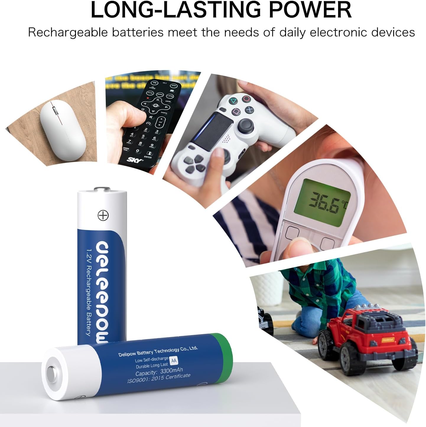 NiMH AA Rechargeable Batteries 8 Pack 3300mAh 1.2V AA Rechargeable Battery and 8 Pack NiMH AAA Batteries with Charger