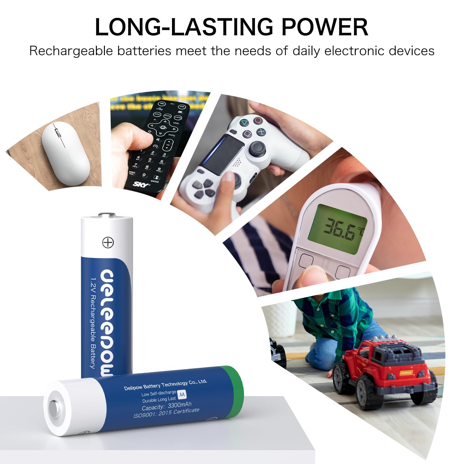 Paquete de 8 pilas recargables NiMH AA de 3300 mAh, 1,2 V AA y 8 pilas NiMH AAA con cargador