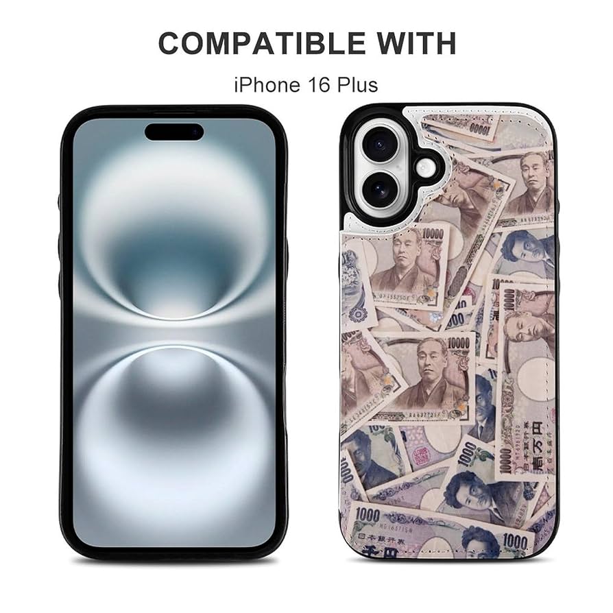 Amazon.co.jp: iPhone16 Plus 用 ケース たくさんのお金柄