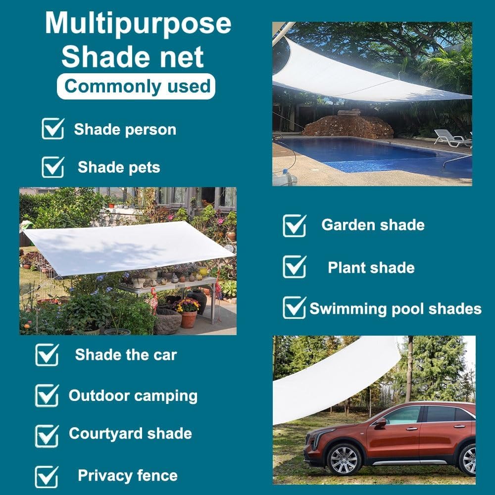 Garden Shade Cloth 90% Sunblock Shade Netting, Breathable Fabric Mesh Tarp with Grommets, for Greenhouse Plant Shade Net White 3.3x16ft 10x26ft 16x33ft 20x39ft(Size:10x20ft)