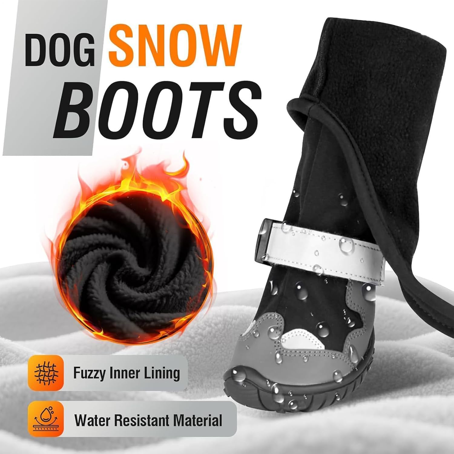 Dog Shoes, Anti Slip Waterproof, Adjustable Breathable Apparel, Dogs Snow Boots, Waterproof Pet Footwear, Ice Hunting Protection, Cold Dust Walking for Dog Walking, Boots
