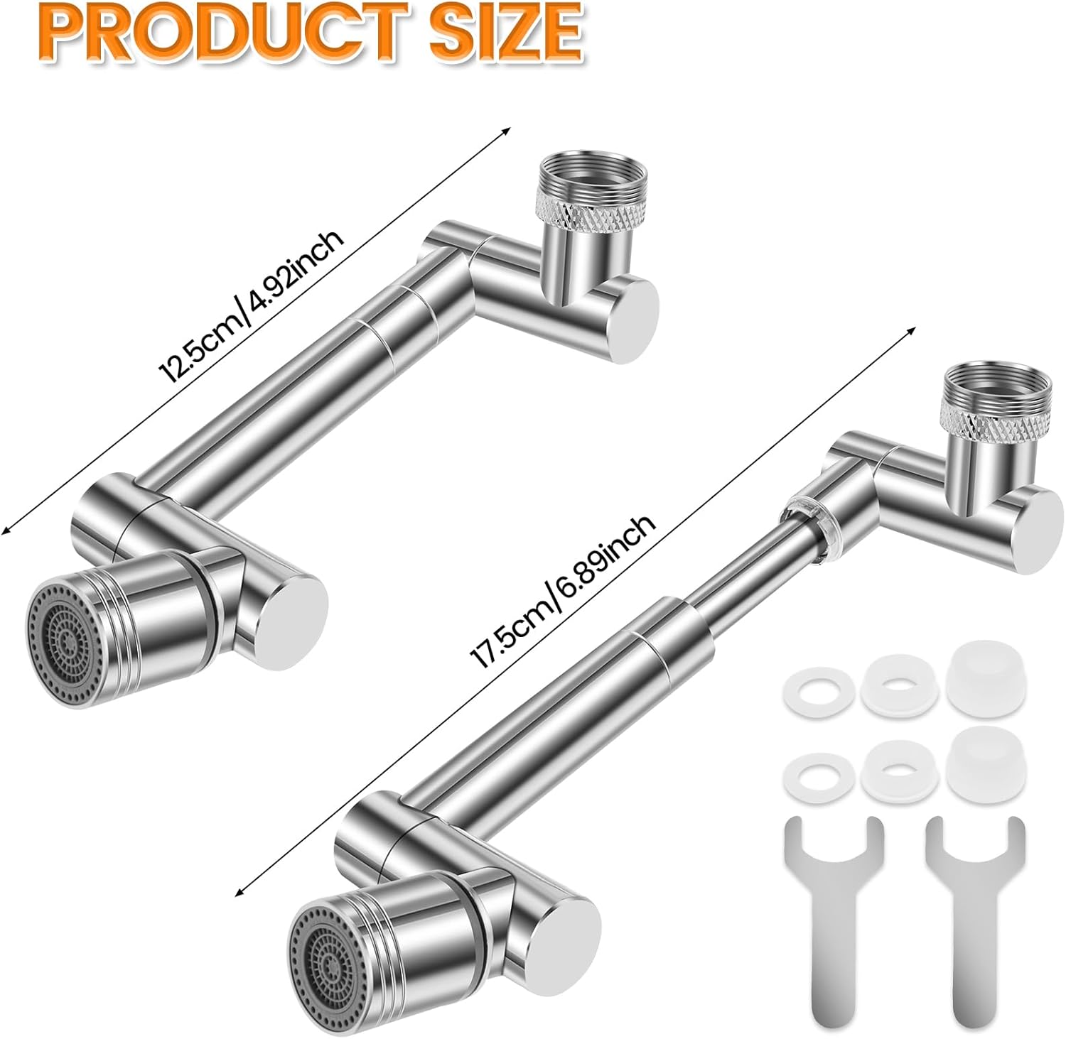 2Pcs 1440° Swivel Faucet Extender, 2 Mode Sink Water Faucet Aerator Extension, Kitchen Sink Faucet Robotic Arm, Splash Water Filter, Rotating Extension Filter Replacement Attachment for Bathroom