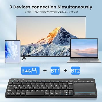Multi-Device Wireless Bluetooth Keyboard with Touchpad-QWERTY