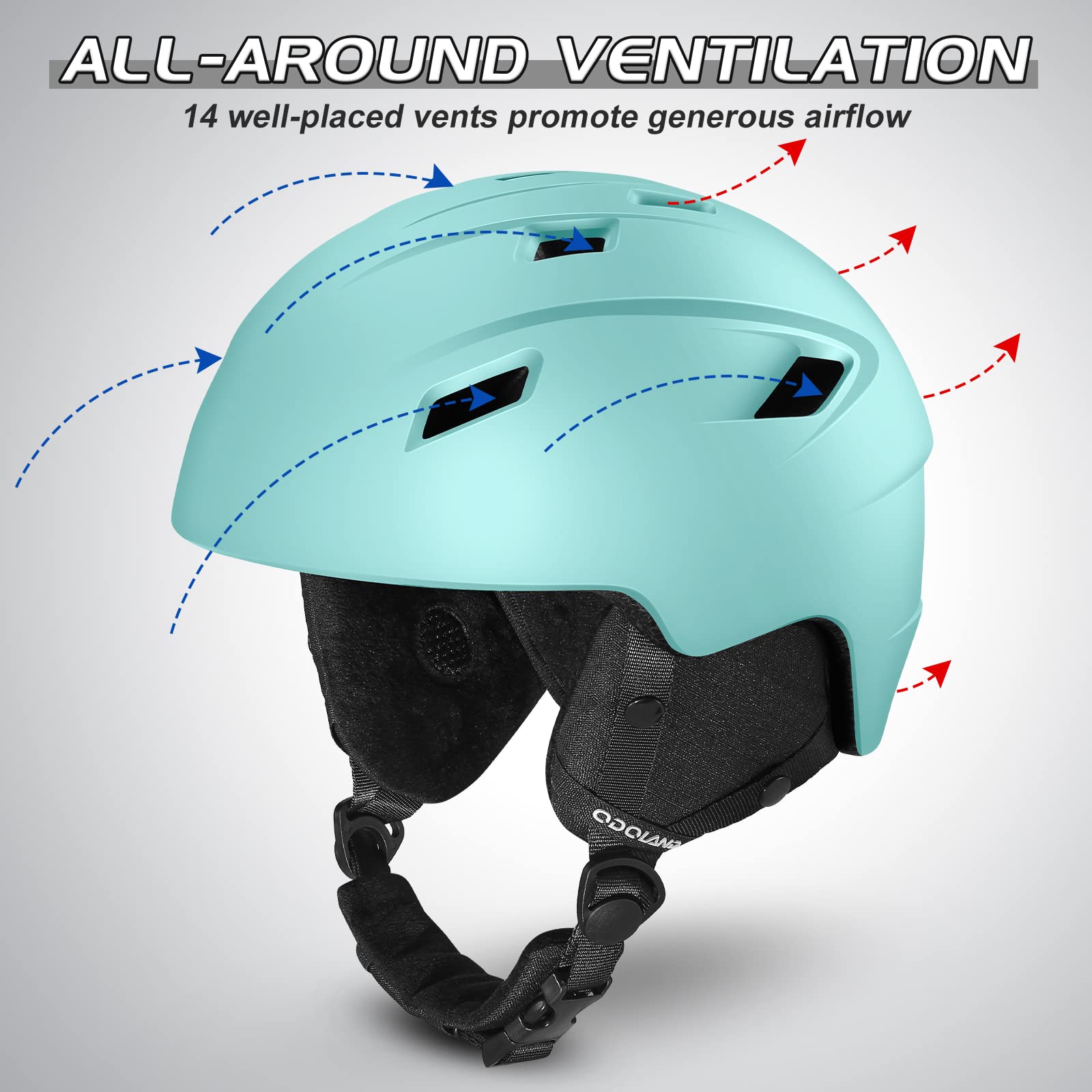 Odoland Kit casco da sci con occhiali da sci, casco da snowboard per uomini donne adolescenti bambini, casco da sci regolabile e occhiali da sci UV400