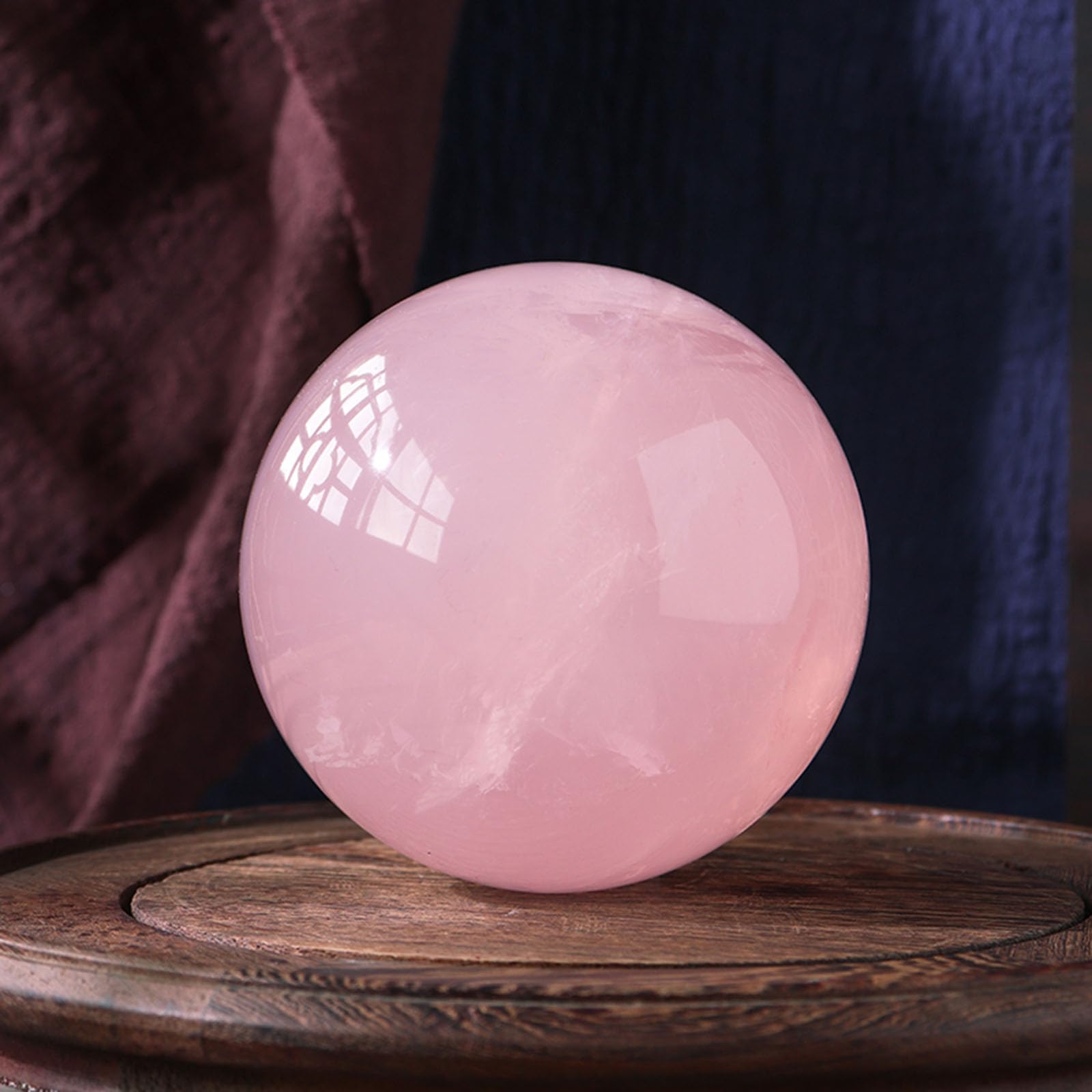 Bola de Cristal Natural con Soporte, Bola de adivinación Pulida de Cuarzo Rosa, Figura escultórica, artesanía de Bola de Cristal para decoración Creativa del hogar,10cm