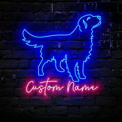 Letrero de neón de perro Golden Retriever con nombre personalizado, letrero de neón de perro Golden Retriever  Regalos para amantes de los perros
