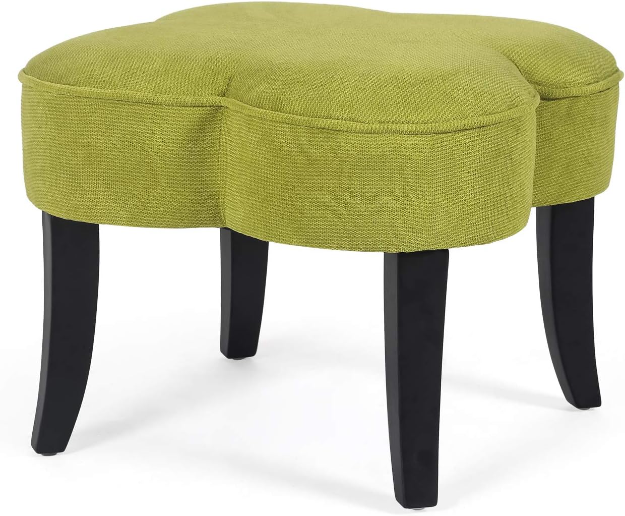 Edeco 19.68" Mid-Century Fabric Ottoman Square Foot Rest with 4 Wooden Legs (Green)