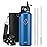 BUZIO Insulated Water Bottle with Straw Lid and Flex Cap,Stainless Steel Water Flask, Modern Double Vacuum Wide Mouth Metal Thermo Canteen, Cold for 48 Hrs Hot for 24 Hrs, 40 Ounces Blue