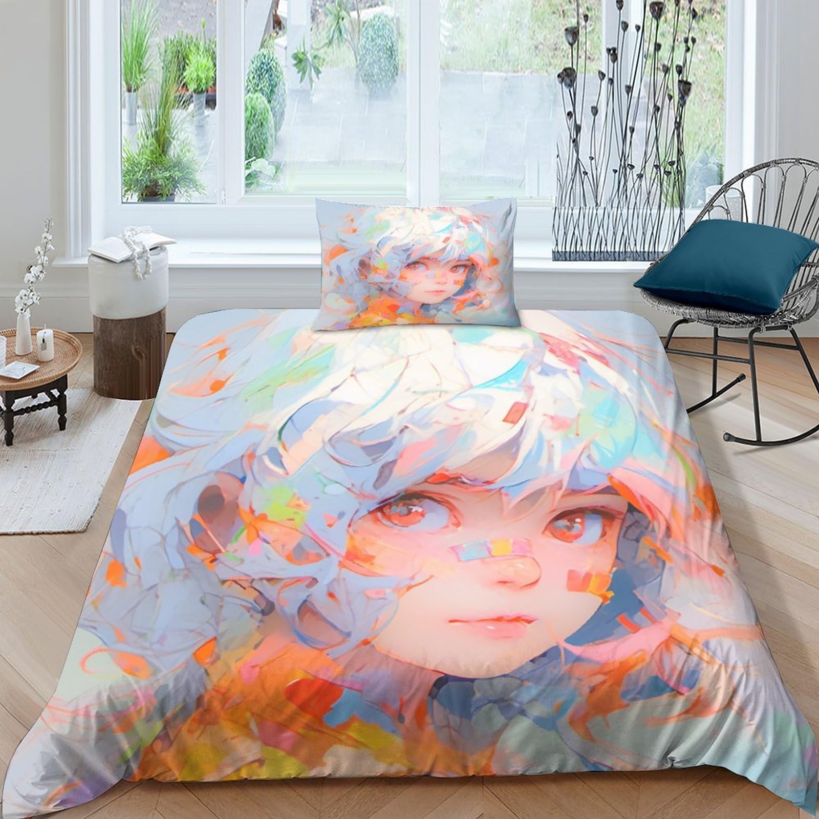 Ensemble de literie fille pour chambre d'enfant colorée et moderne