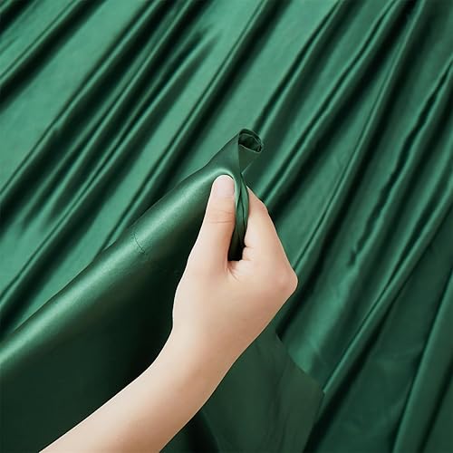 Miniatura 5 de Solo sábana encimera de satén, sábana encimera individual matrimonial, lujosa y ultrasuave, sedosa para colchón matrimonial, color verde esmeralda