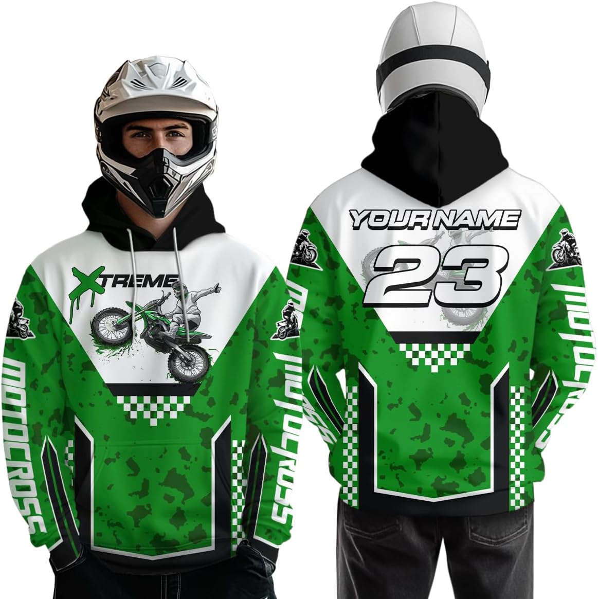 Motocross Hoodie Dirt Bike Hoodies Kid Adults UPF30+ Custom Motocross Racing Sweatshirt Motocross Extreme Off-Road