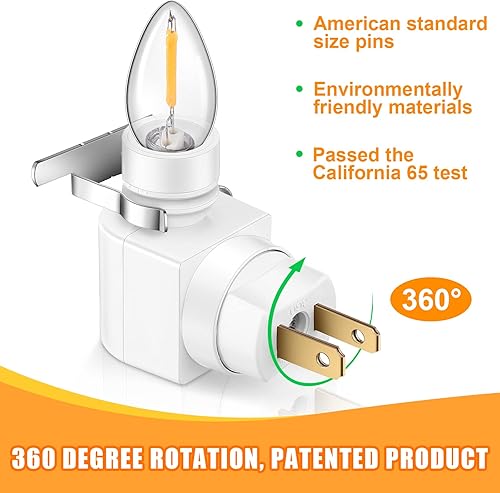 Miniatura 2 de Reginary 8 juegos de bases de luz nocturna, módulos de luz nocturna giratorios de 360 con interruptor de encendidoapagado y clips de metal, lámpara