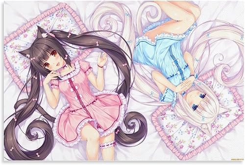 Póster de anime Nekopara Kawaii póster de decoración de habitación infantil (3) impresiones artísticas en lienzo para decoración de pared,